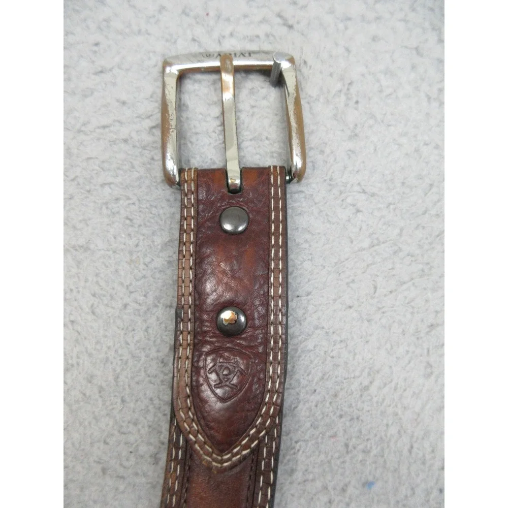 Ariat Grip Strip Brown Full Grain Leather Belt Men 42 Western Workwear Casual